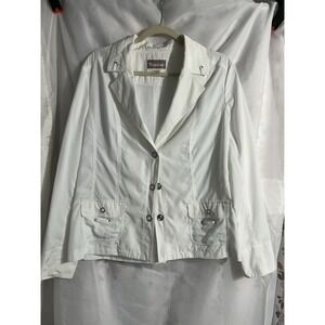 Tan Jay Lightweight Jacket with Pearl/Silver Snaps. White Size 14
